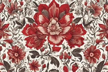 Wandaufkleber Pattern with Red Flowers, Intricate details. Red Flowers Pattern. pattern on different style. © Noman
