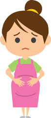 困り顔をしている妊婦さんのイメージイラスト