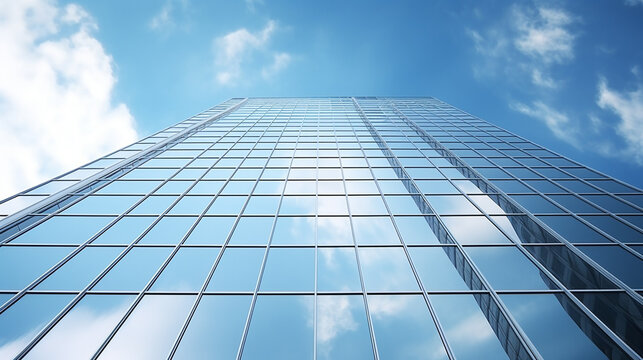 Elegant office building with blue sky background