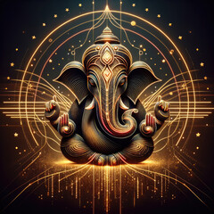 Ganesha represented as an intricate geometric figure