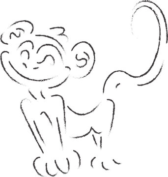 Doodle Hand Drawn Monkey Chinese Zodiac Vector Illustration