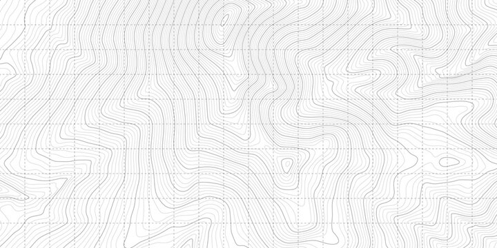 White Black Military Topographic Contour Map Vector Graphic Abstract Background. Topography Wavy Lines Pattern Modern Wide Abstraction. Outline Terrain Relief Cartography Geographical Map Illustration