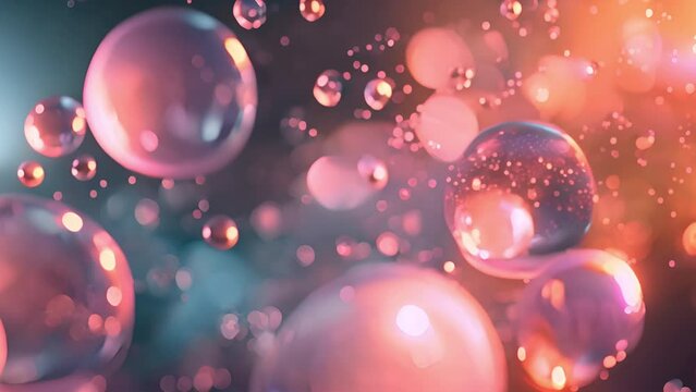 Abstract background with bokeh defocused lights and soap bubbles