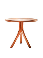 Round wooden retro table. Dining table isolated on white background