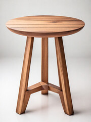 Round wooden retro table. Dining table isolated on white background