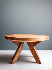 Round wooden retro table. Dining table isolated on white background