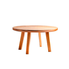Round wooden retro table. Dining table isolated on white background