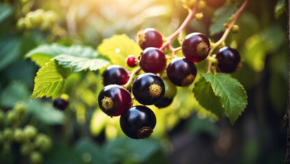 A branch with Natural blackcurrant - obrazy, fototapety, plakaty