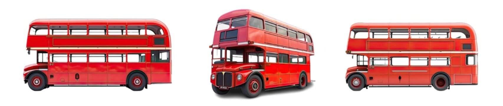 Collection of PNG. Double decker bus isolated on a transparent background.
