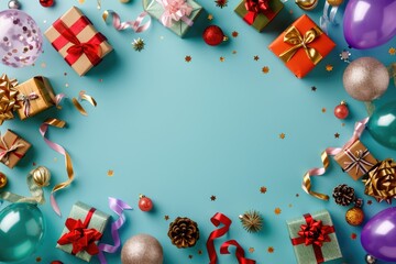 Naklejka premium Festivals celebrate various occasions. Congratulations are fun and decorated with gift box ribbons.