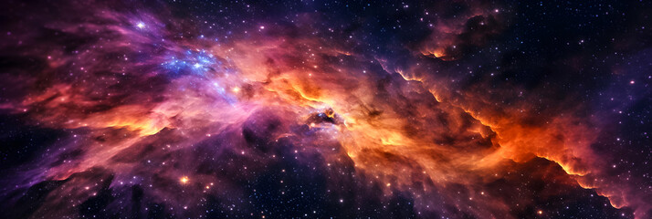 Fototapeta premium Celestial beauty in the night sky, a cosmic journey of stars, nebula and galaxies—a captivating exploration of the infinite