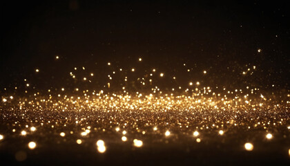 Fototapeta na wymiar Bokeh wallpaper with golden particles and lights on black background
