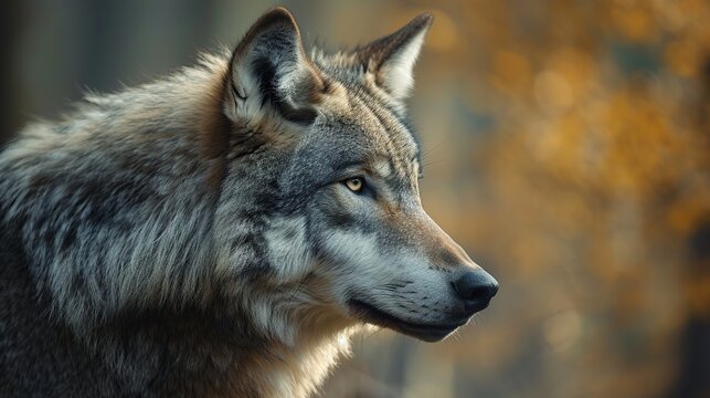 Grey Wolf (Canis lupus). image of animal. copy space for text.