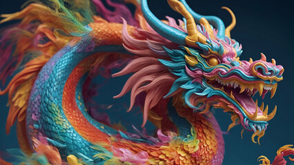 Fototapeta na wymiar Colorful Chinese dragon head