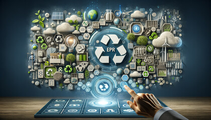 Futuristic interface overlay representing extended producer responsibility (EPR)