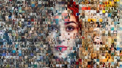 an image of a human photo mosaic assembled from many human images