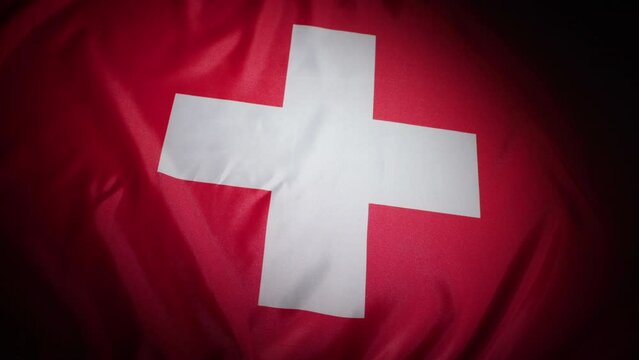 Dynamic turn of Switzerland country flag