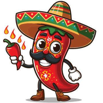 Chilli Pepper Fiesta Cartoon Illustration for Cinco de Mayo