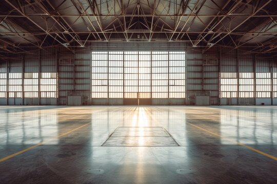 Empty hangar, composite backplate for retouch