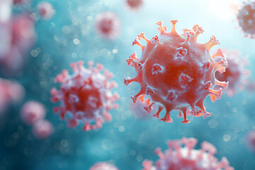 Virus cells, 3d rendered illustration of a virus, Medical illustration.