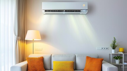 Mounted air conditioner cooling living room