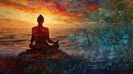 an image of a meditation photo mosaic assembled from many meditation images