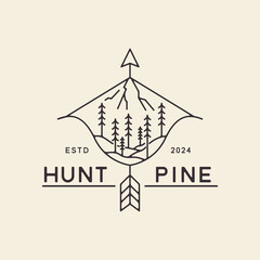 arrow logo hunting vintage line style vector icon symbol illustration minimalist design