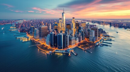 skyline Manhattan business zone, New York, USA.