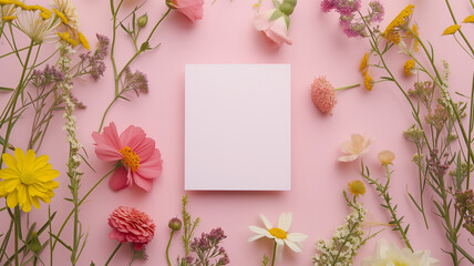 white pink square in the middle surrounded by pink flowers on ground