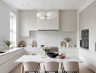 Nordic Minimalism - Professional close-up photo of a sleek and minimalistic kitchen interior Gen AI