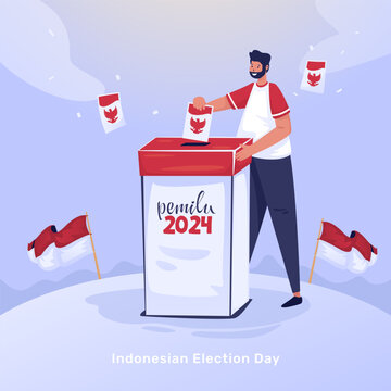 Flat design Indonesian election voting day illustration