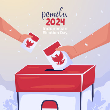 Indonesian election voting day flat illustration