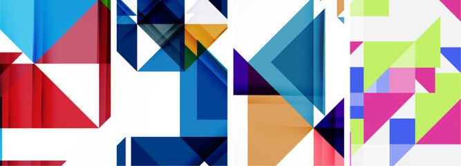 Triangle poster geometric background set