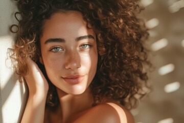 Natural beautiful girl with gorgeous curly hair