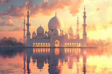 A festive background for celebrating Ramadan, featuring traditional decorations and a joyful atmosphere.