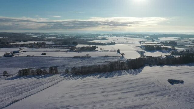 Drone video of vinter landscape in Denmark