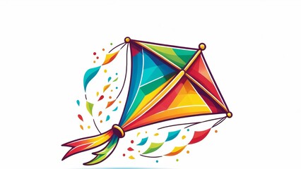 Colorful Abstract Kite Logo with Vibrant Geometric Shapes and Splashes of Colors