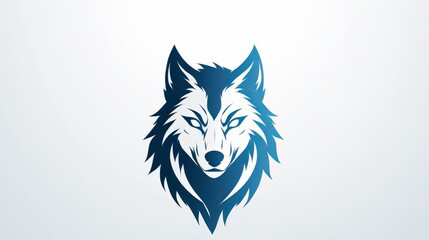 Obraz premium Detailed Blue Wolf Head Logo Illustration: Fierce and Majestic Animal Symbolizing Strength and Power, Ideal for Brand Identity
