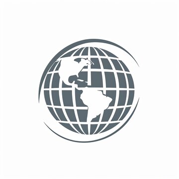 Monochrome Global Business Logo Featuring Stylized Earth with Highlighted Continents