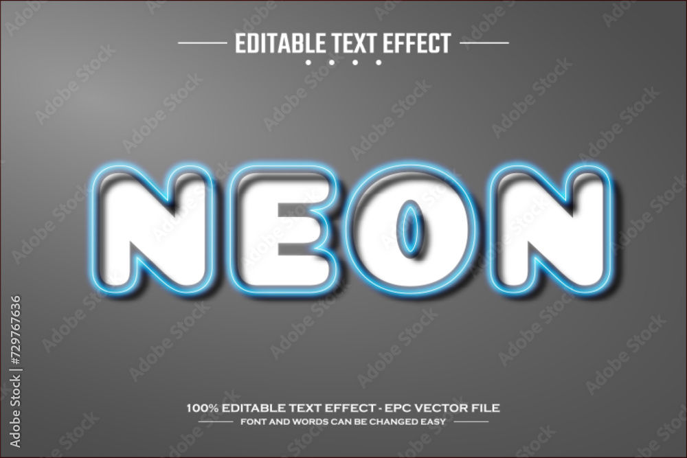 Poster neon 3d editable text effect template