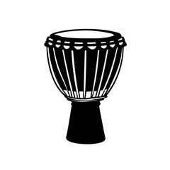 African Drum Logo Monochrome Design Style