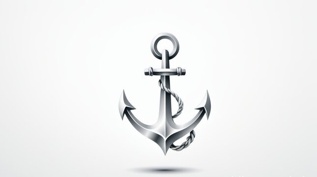Elegant Silver Anchor Logo with Twisted Rope on Clean White Background