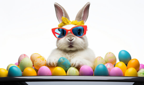 Cute Easter Bunny with sunglasses.