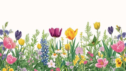 Fototapeta premium different flowers field together kid lit texas brochure achingly march loosely cropped illustrator spring early teaser cover garden