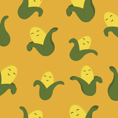 Bananas seamless vector pattern on yellow background.