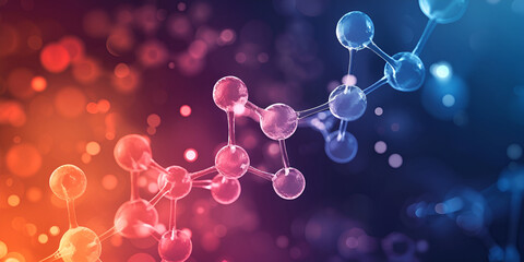 Colorful Molecular Structure Representation | Abstract Visualization of Chemical Bonds , Depicting the Process of Ionization, Science molecular structure 