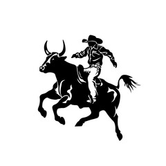 Obraz na płótnie Canvas Bull Riding Logo Monochrome Design Style