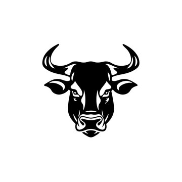 Bull Mascot Logo Monochrome Design Style
