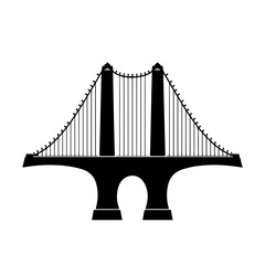 Cable Suspension Bridge Logo Monochrome Design Style