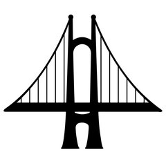 Cable Suspension Bridge Logo Monochrome Design Style